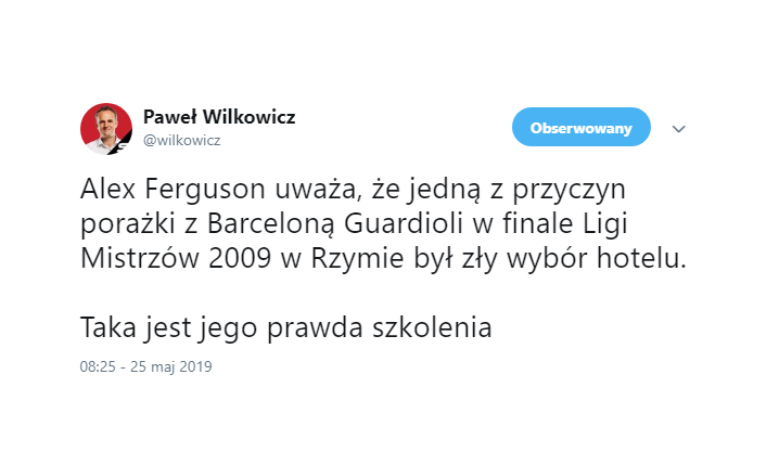 Ferguson wskazał jedną z przyczyn PORAŻKI z Barcą w finale LM 2009 :D